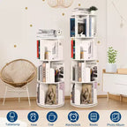 Libreria girevole a 360° a 4 ripiani - Scaffale in legno da terra, Organizer angolare stretto per soggiorno, studio, camera da letto