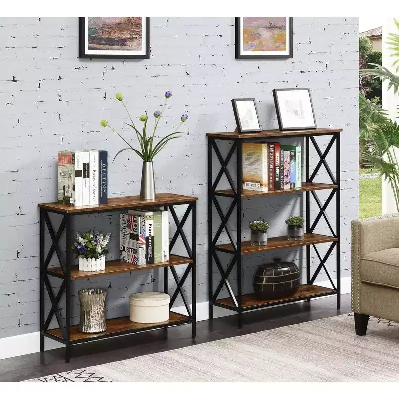 HomeStock - Scaffale portafotolibri in legno multistrato marrone con 4 ripiani, altezza 71 H