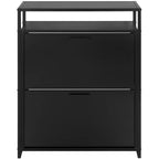 eHemco Scarpiere a 2 Ante con Ripiano, Organizzatore Moderno, Struttura in Metallo Nero, 2 Cassetti a Ribalta