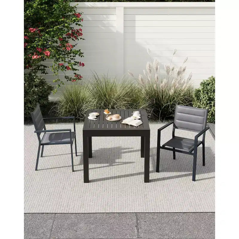Sedie impilabili da giardino, sedie da pranzo per esterni in lega di alluminio con braccioli, seduta ampia, adatte per balconi, giardini e cortili.