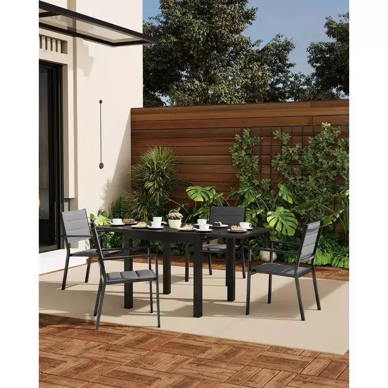 Sedie impilabili da giardino, sedie da pranzo per esterni in lega di alluminio con braccioli, seduta ampia, adatte per balconi, giardini e cortili.