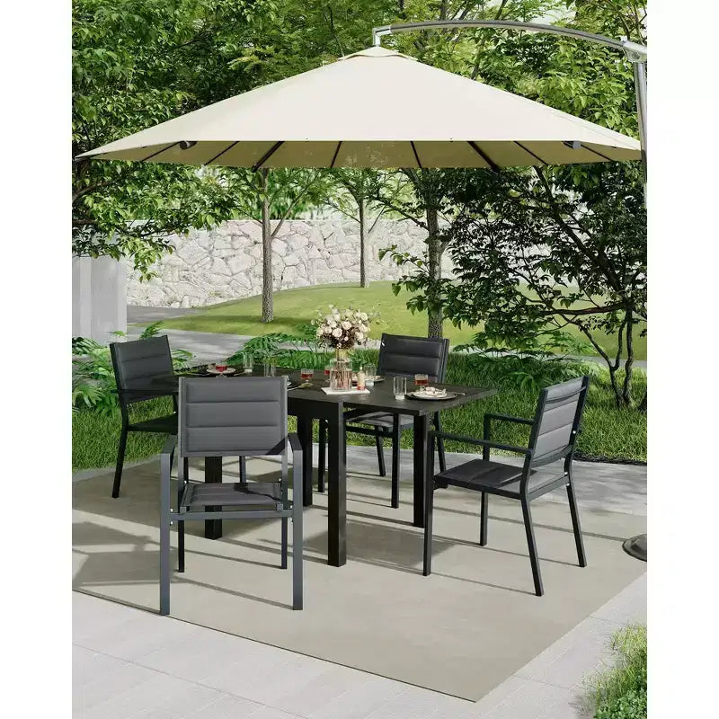 Sedie impilabili da giardino, sedie da pranzo per esterni in lega di alluminio con braccioli, seduta ampia, adatte per balconi, giardini e cortili.