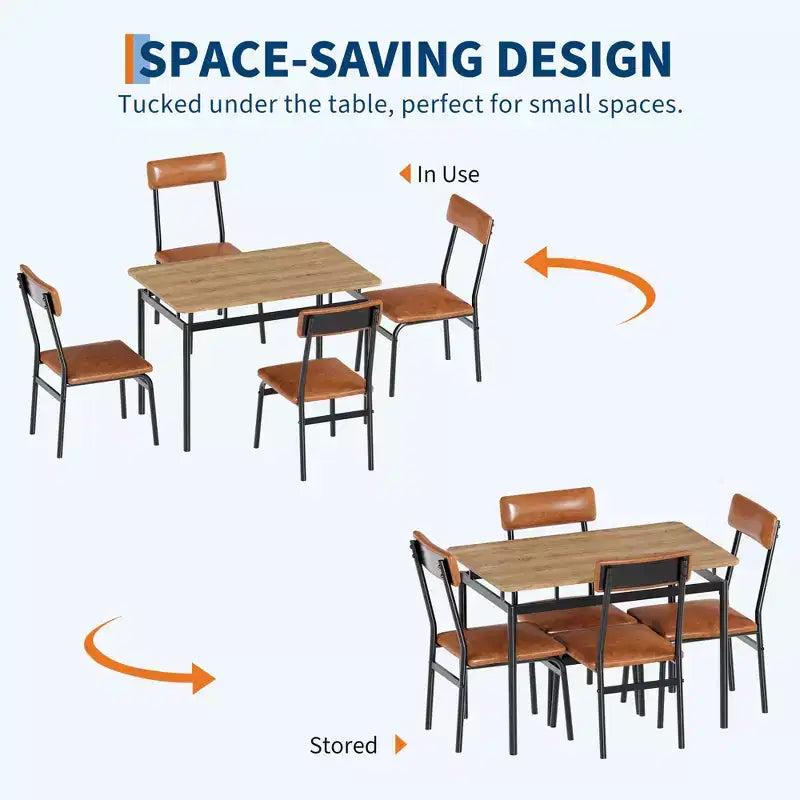 Set da Tavolo da Pranzo Industriale per 4, Set da Tavolo da Cucina in Legno, Set di Mobili per Angolo Colazione Stile Fattoria, per Sala da Pranzo, Appartamento, Monolocale