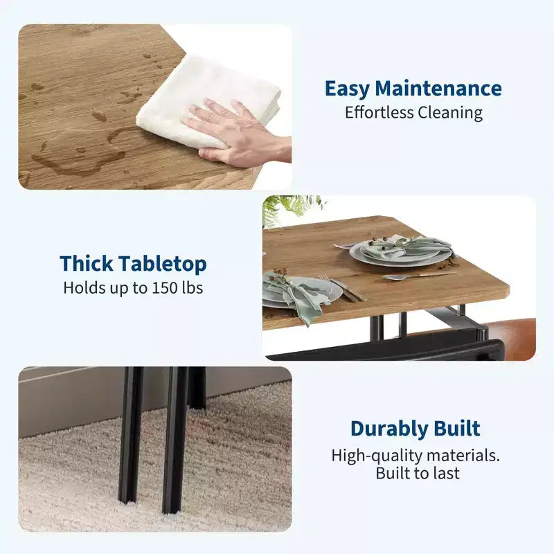 Set da Tavolo da Pranzo Industriale per 4, Set da Tavolo da Cucina in Legno, Set di Mobili per Angolo Colazione Stile Fattoria, per Sala da Pranzo, Appartamento, Monolocale
