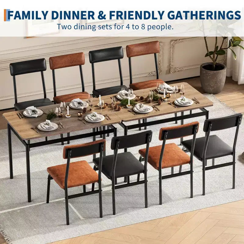 Set da Tavolo da Pranzo Industriale per 4, Set da Tavolo da Cucina in Legno, Set di Mobili per Angolo Colazione Stile Fattoria, per Sala da Pranzo, Appartamento, Monolocale