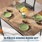 Set da Tavolo da Pranzo Industriale per 4, Set da Tavolo da Cucina in Legno, Set di Mobili per Angolo Colazione Stile Fattoria, per Sala da Pranzo, Appartamento, Monolocale
