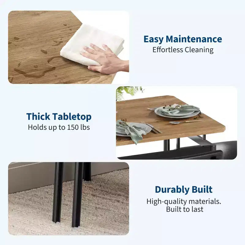 Set da Tavolo da Pranzo Industriale per 4, Set da Tavolo da Cucina in Legno, Set di Mobili per Angolo Colazione Stile Fattoria, per Sala da Pranzo, Appartamento, Monolocale