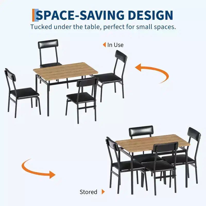 Set da Tavolo da Pranzo Industriale per 4, Set da Tavolo da Cucina in Legno, Set di Mobili per Angolo Colazione Stile Fattoria, per Sala da Pranzo, Appartamento, Monolocale