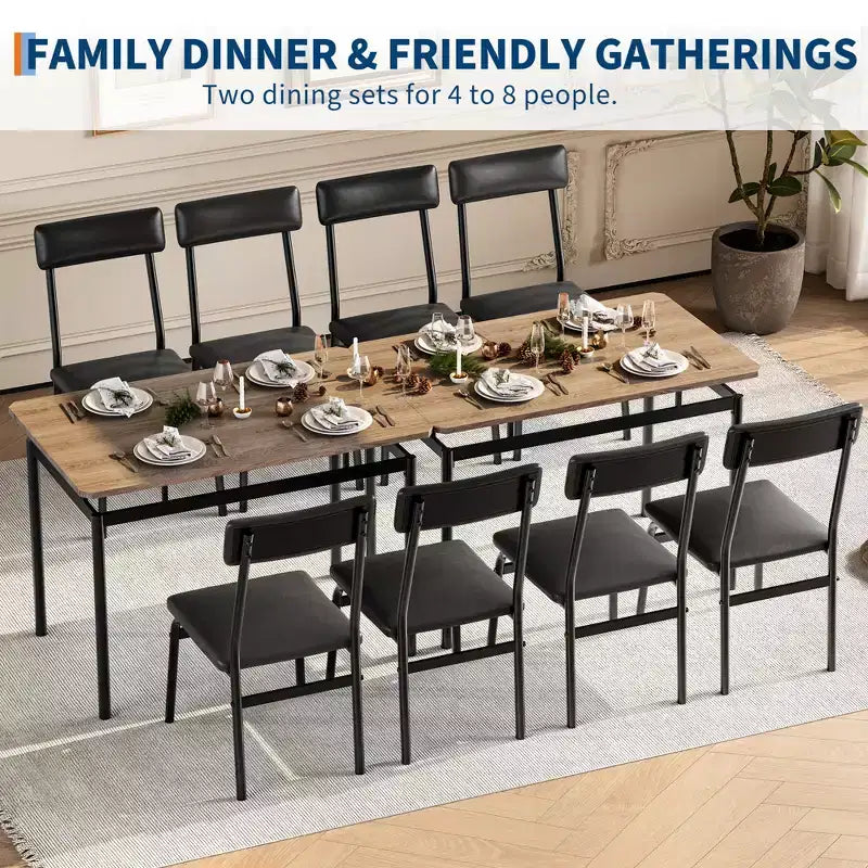 Set da Tavolo da Pranzo Industriale per 4, Set da Tavolo da Cucina in Legno, Set di Mobili per Angolo Colazione Stile Fattoria, per Sala da Pranzo, Appartamento, Monolocale