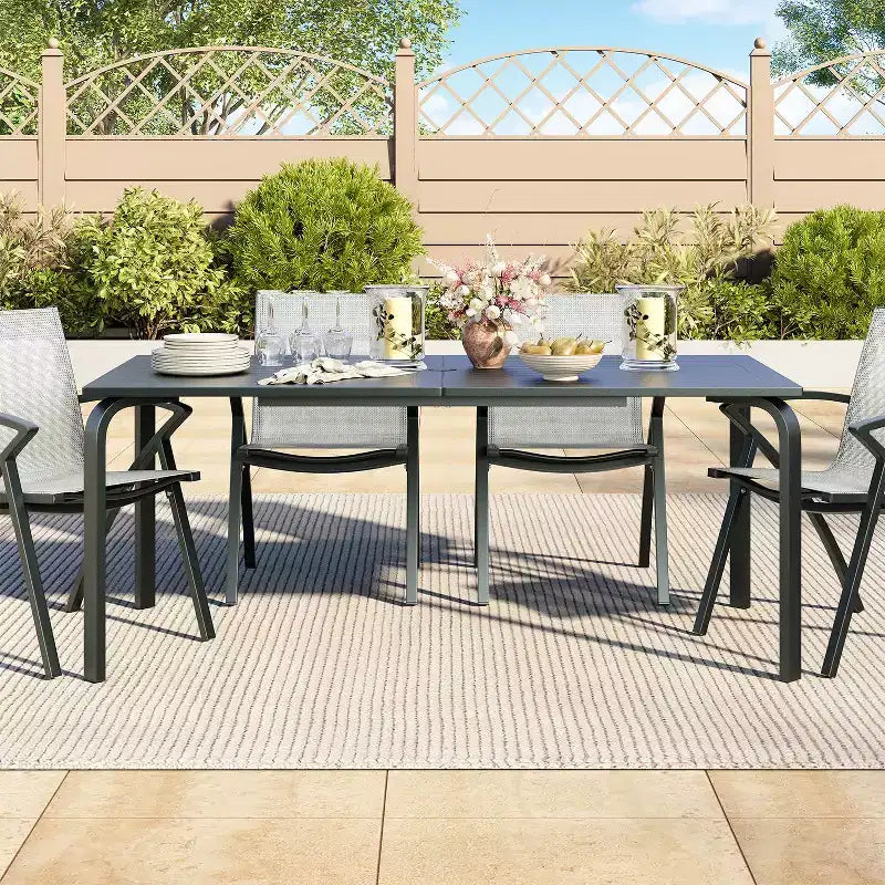 Tavolo da patio in alluminio di grado marino, tavolo da pranzo moderno per esterni per ristoranti, cortili, a bordo piscina