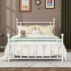 Elegant 14 Inch Metal Bed Frame with Vintage Headboard & Footboard, No Box Spring, Underbed Storage, Quiet & Easy Assembly