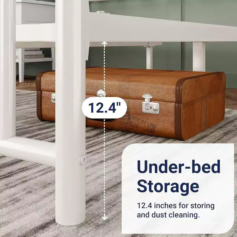 Elegante Struttura Letto Matrimoniale in Metallo da 14 Pollici con Testiera e Pediera Vintage, Nessun Box Spring, Contenitore Sottoletto, Silenzioso e Facile da Montare