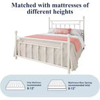Elegante Struttura Letto Matrimoniale in Metallo da 14 Pollici con Testiera e Pediera Vintage, Nessun Box Spring, Contenitore Sottoletto, Silenzioso e Facile da Montare