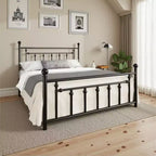 Elegante Struttura Letto Matrimoniale in Metallo da 14 Pollici con Testiera e Pediera Vintage, Nessun Box Spring, Contenitore Sottoletto, Silenzioso e Facile da Montare