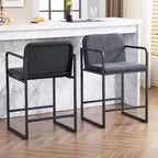 Okak 24Sgabelli da bar moderni imbottiti altezza bancone set da 2, sgabelli da bancone minimalisti con braccioli, struttura in metallo e sedile imbottito per cucina