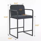Okak 24Sgabelli da bar moderni imbottiti altezza bancone set da 2, sgabelli da bancone minimalisti con braccioli, struttura in metallo e sedile imbottito per cucina