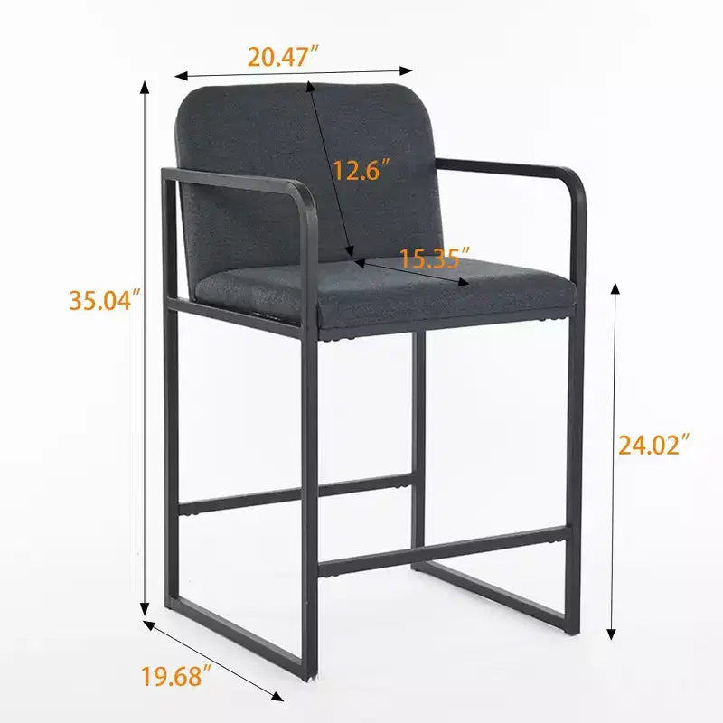 Okak 24Sgabelli da bar moderni imbottiti altezza bancone set da 2, sgabelli da bancone minimalisti con braccioli, struttura in metallo e sedile imbottito per cucina
