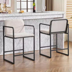 Okak 24Sgabelli da bar moderni imbottiti altezza bancone set da 2, sgabelli da bancone minimalisti con braccioli, struttura in metallo e sedile imbottito per cucina