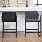Okak 24Sgabelli da bar moderni imbottiti altezza bancone set da 2, sgabelli da bancone minimalisti con braccioli, struttura in metallo e sedile imbottito per cucina