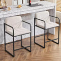 Okak 24Modern Upholstered Bar Stools Counter Height Set of 2, Minimalist Counter Stools with Armrest, Metal Frame and Padded Seat for Kitchen