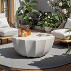 Tavolino da caffè rotondo da esterno da 35 pollici, design moderno ed elegante, impermeabile e senza necessità di montaggio, tavolo da caffè per patio e giardino
