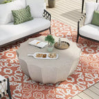 Tavolino da caffè rotondo da esterno da 35 pollici, design moderno ed elegante, impermeabile e senza necessità di montaggio, tavolo da caffè per patio e giardino