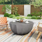 Tavolino da caffè rotondo da esterno da 35 pollici, design moderno ed elegante, impermeabile e senza necessità di montaggio, tavolo da caffè per patio e giardino