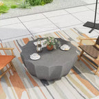Tavolino da caffè rotondo da esterno da 35 pollici, design moderno ed elegante, impermeabile e senza necessità di montaggio, tavolo da caffè per patio e giardino