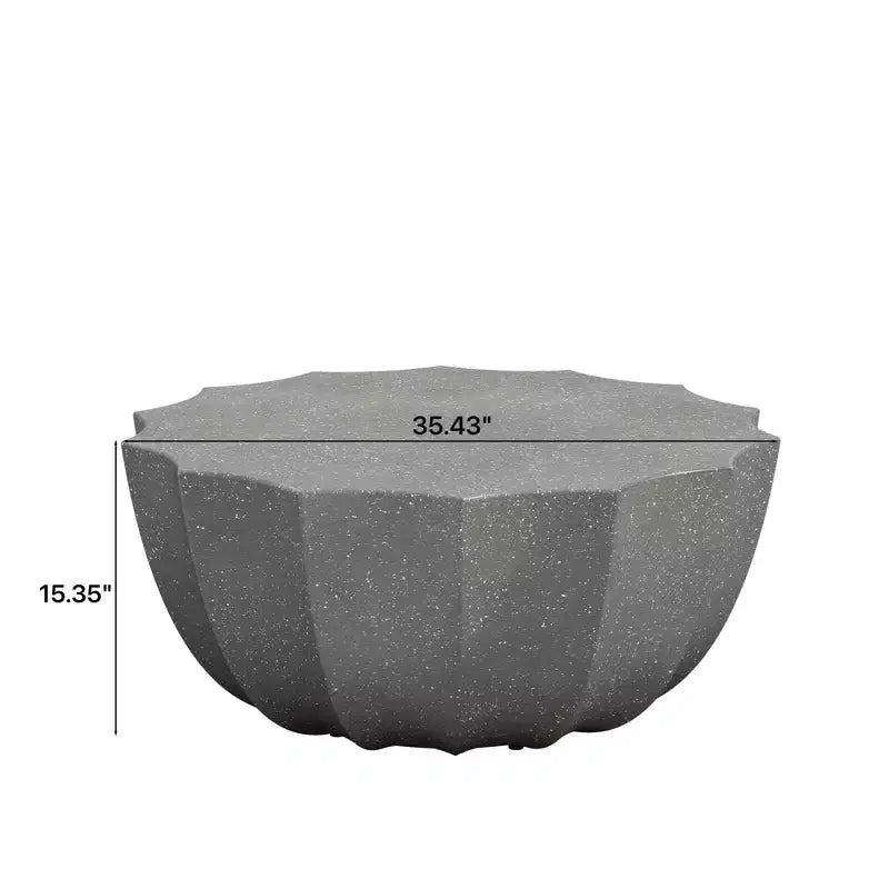 Tavolino da caffè rotondo da esterno da 35 pollici, design moderno ed elegante, impermeabile e senza necessità di montaggio, tavolo da caffè per patio e giardino