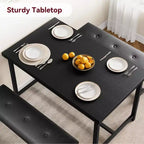 Set da Tavolo da Pranzo per 4, Set Tavolo da Cucina Piccolo, Tavolo da Cucina in Legno Industriale Moderno, 2 Panche Imbottite, Struttura in Metallo, per Soggiorno