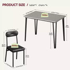 Set Tavolo da Pranzo per 4 Persone, Tavolo da Cucina Rettangolare e Set Accent Dinette, Set Mobili da Sala da Pranzo Moderni in Legno, per Cucina, Casa