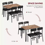 Set Tavolo da Pranzo per 4 Persone, Tavolo da Cucina Rettangolare e Set Accent Dinette, Set Mobili da Sala da Pranzo Moderni in Legno, per Cucina, Casa
