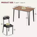 Set Tavolo da Pranzo per 4 Persone, Tavolo da Cucina Rettangolare e Set Accent Dinette, Set Mobili da Sala da Pranzo Moderni in Legno, per Cucina, Casa