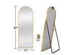 Specchio a figura intera MAYEERTY Gold da 23,62 x 66,93 pollici a forma di arco con bordo sottile in lega di alluminio e supporto per la decorazione della parete del soggiorno e della camera da letto