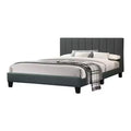 Royal Hampton Modern Platform Full Size Bed, Plush Tufted Upholstery, Charcoal Gray