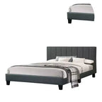 Royal Hampton Letto matrimoniale moderno con piattaforma, rivestimento in peluche trapuntato, grigio antracite