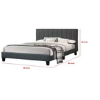 Royal Hampton Letto matrimoniale moderno con piattaforma, rivestimento in peluche trapuntato, grigio antracite