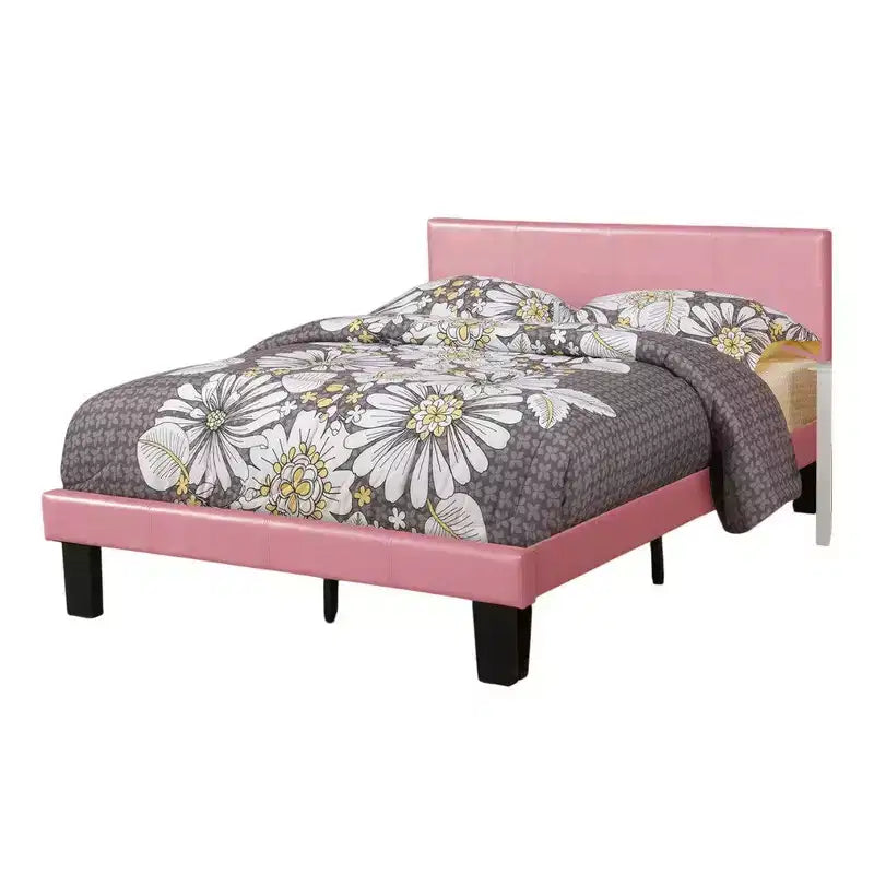 Letto matrimoniale Royal Hampton in legno con rivestimento in similpelle, rosa