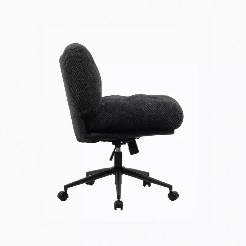 Sedia a gambe incrociate su ruote: sedile spesso più ampio, girevole ergonomica per scrivania/toeletta, nera