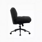 Sedia a gambe incrociate su ruote: sedile spesso più ampio, girevole ergonomica per scrivania/toeletta, nera
