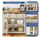 Isola da Cucina su Ruote con 2 Cassetti Carrello da Cucina in Legno con Ripiani Aperti Regolabili per Cucina Sala da Pranzo