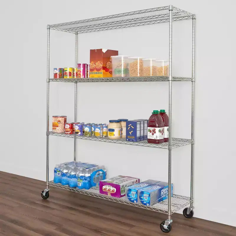 SafeRacks 18 x 60 x 72 Ripiano in filo metallico a 4 livelli, argento