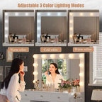 Toeletta con presa di corrente, vanity da 11 cassetti con specchio e 12 luci LED, adatta per camere da letto