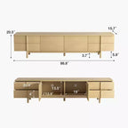 Mobile TV Luck dal design moderno, 220 cm, con maniglie e piedini in legno massello, cerniere a chiusura ammortizzata + fori passacavi, colore naturale