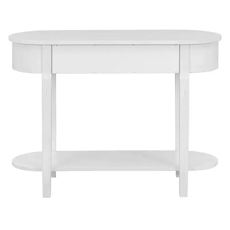 Consolle retrò Luxystar dal design curvo e dalla finitura liscia per ingressi e soggiorni, Bianco Antico
