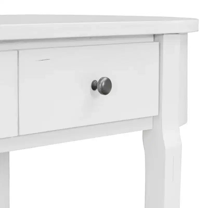 Consolle retrò Luxystar dal design curvo e dalla finitura liscia per ingressi e soggiorni, Bianco Antico