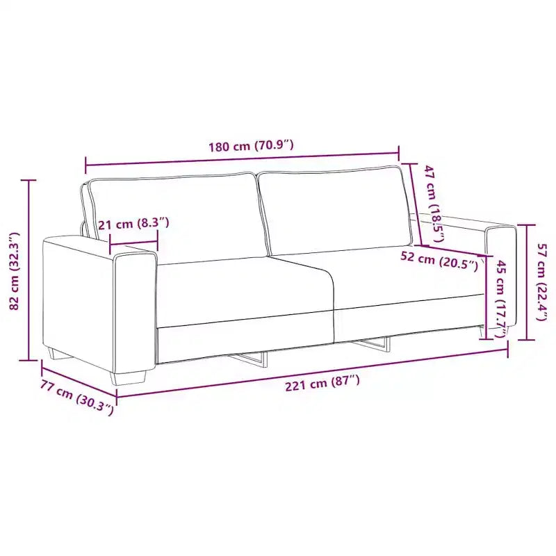 vidaXL Divano a 3 Posti Nero 70.9 Tessuto