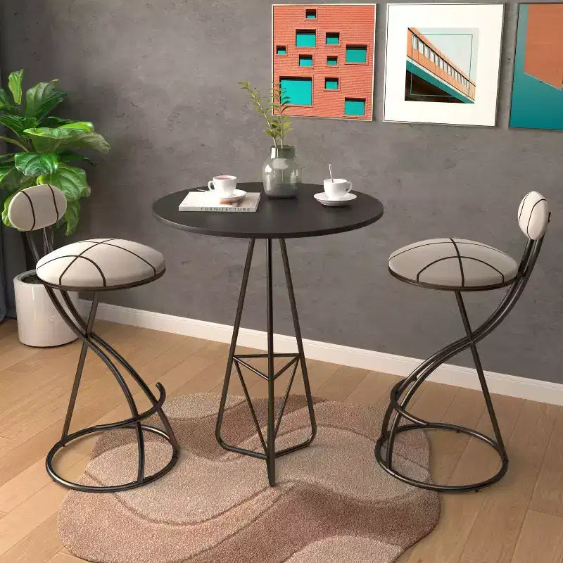 Okak Leather Round Barstool Counter Height Bar Stools with Backrest Set of 2, Island Chairs with Footrest, Counter Stools for Kitchen Counter