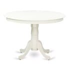Set tavolo da pranzo rotondo 3 pezzi - Tavolo da 42" e 2 sedie Parsons - Moderna similpelle PU e gambe bianche in lino