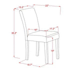 Set da Pranzo 3 Pezzi in Legno Massello Finitura Mogano con Schienale Alto - 4 Posti a Sedere